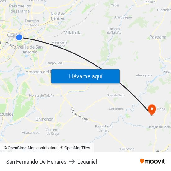 San Fernando De Henares to Leganiel map