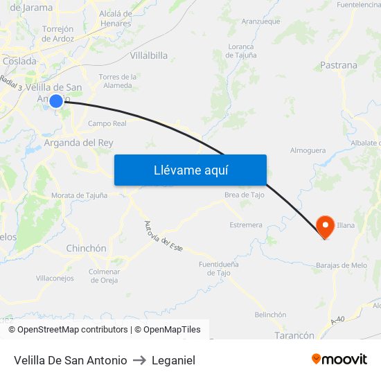 Velilla De San Antonio to Leganiel map