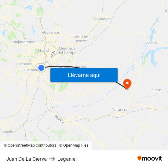 Juan De La Cierva to Leganiel map