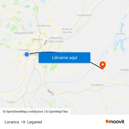 Loranca to Leganiel map