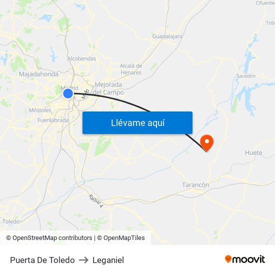 Puerta De Toledo to Leganiel map