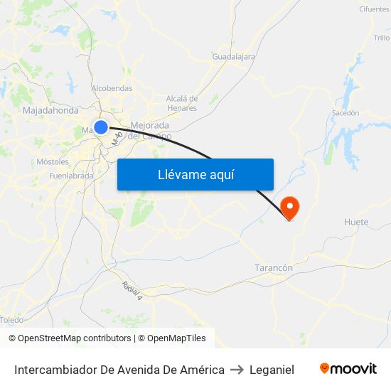 Intercambiador De Avenida De América to Leganiel map
