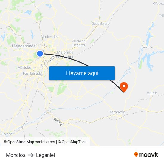 Moncloa to Leganiel map