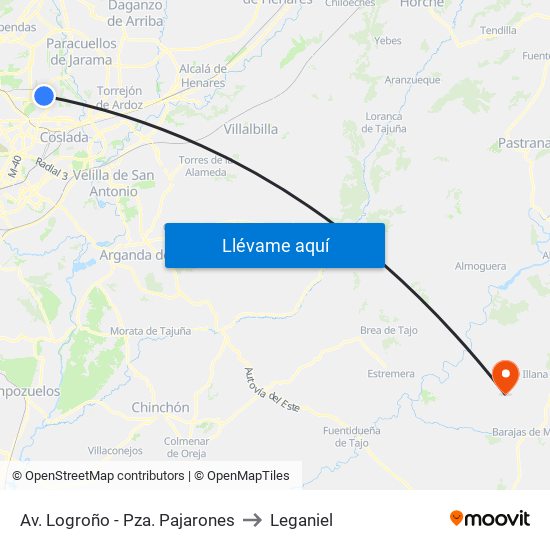Av. Logroño - Pza. Pajarones to Leganiel map