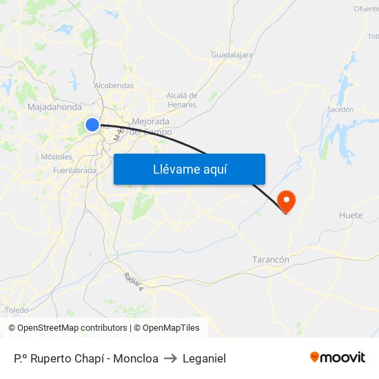 P.º Ruperto Chapí - Moncloa to Leganiel map