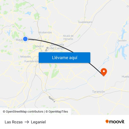 Las Rozas to Leganiel map