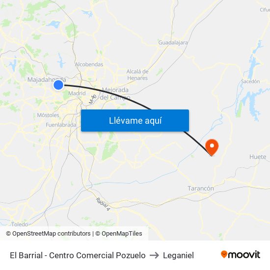 El Barrial - Centro Comercial Pozuelo to Leganiel map