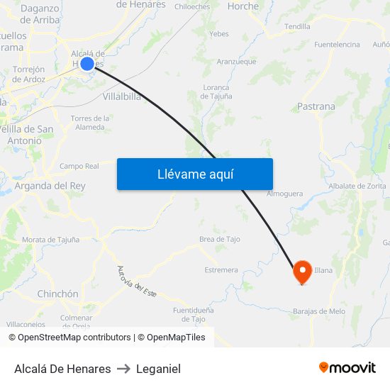 Alcalá De Henares to Leganiel map