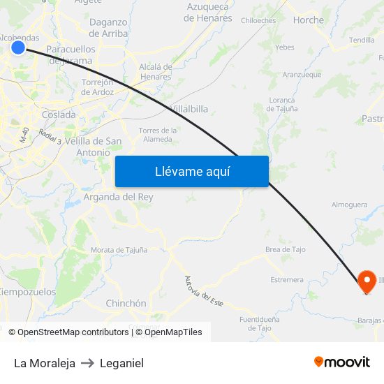 La Moraleja to Leganiel map