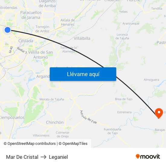 Mar De Cristal to Leganiel map