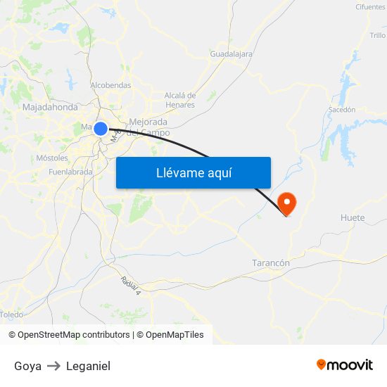 Goya to Leganiel map