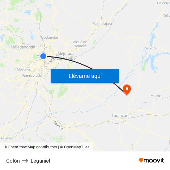 Colón to Leganiel map