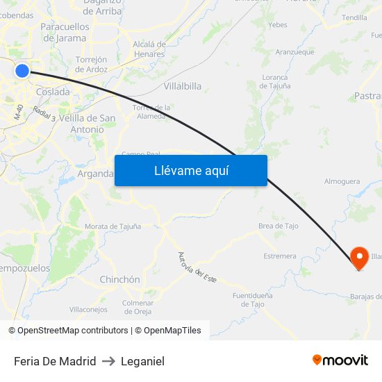 Feria De Madrid to Leganiel map