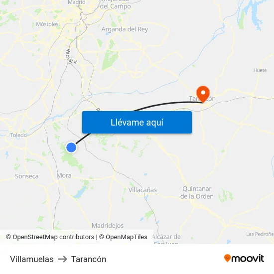 Villamuelas to Tarancón map