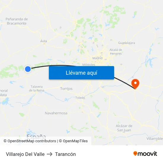Villarejo Del Valle to Tarancón map