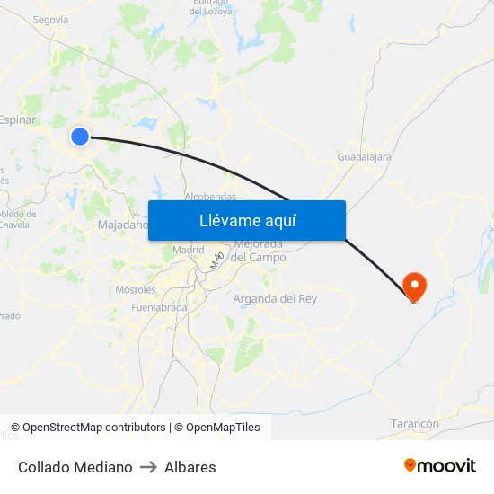 Collado Mediano to Albares map