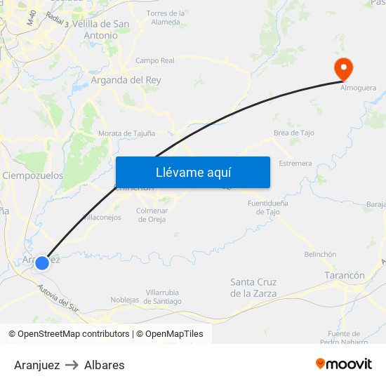 Aranjuez to Albares map