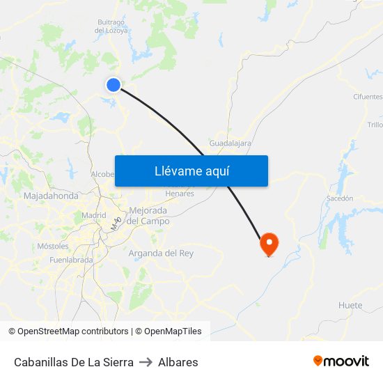 Cabanillas De La Sierra to Albares map