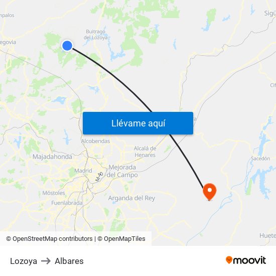 Lozoya to Albares map