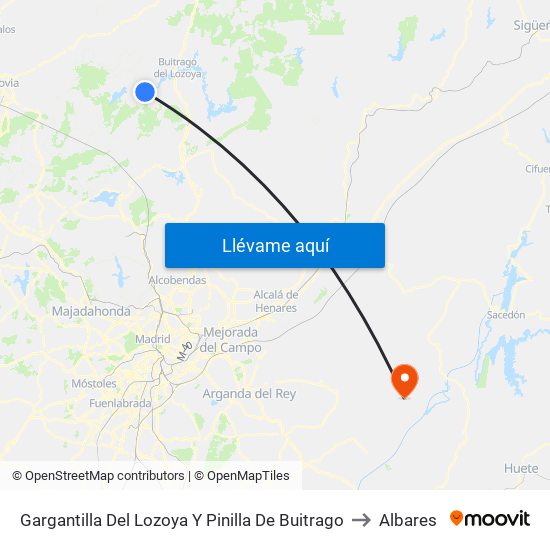 Gargantilla Del Lozoya Y Pinilla De Buitrago to Albares map