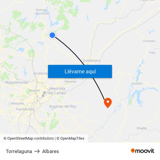 Torrelaguna to Albares map