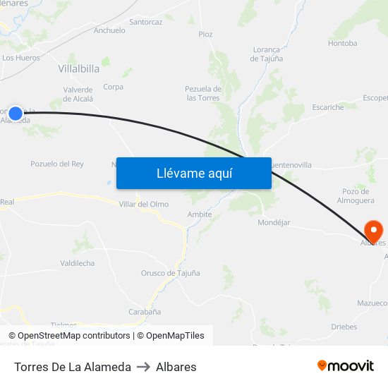Torres De La Alameda to Albares map
