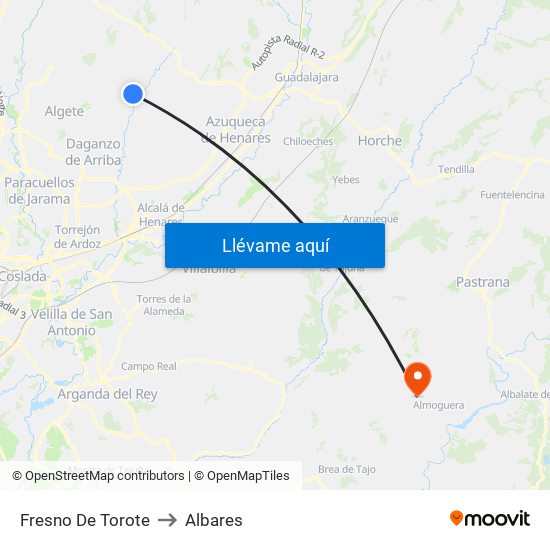 Fresno De Torote to Albares map