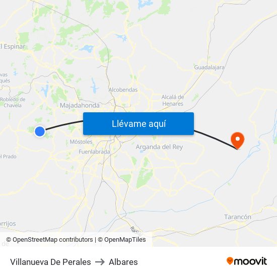 Villanueva De Perales to Albares map