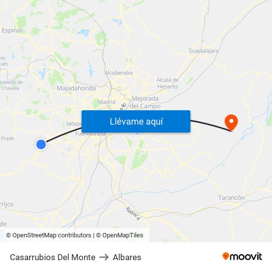 Casarrubios Del Monte to Albares map