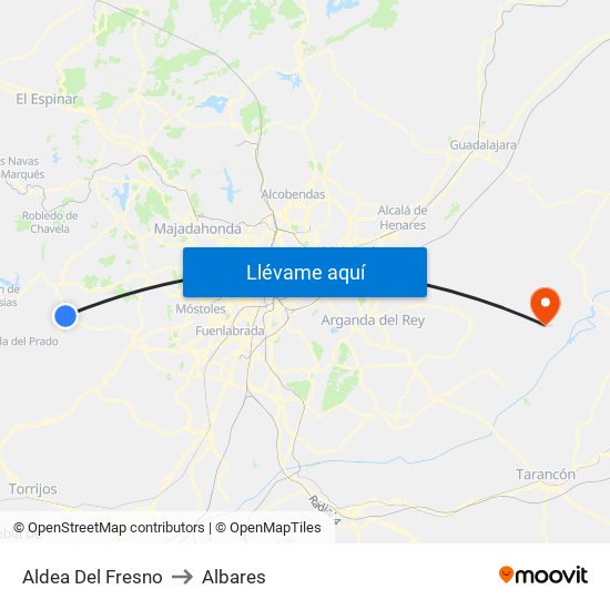 Aldea Del Fresno to Albares map