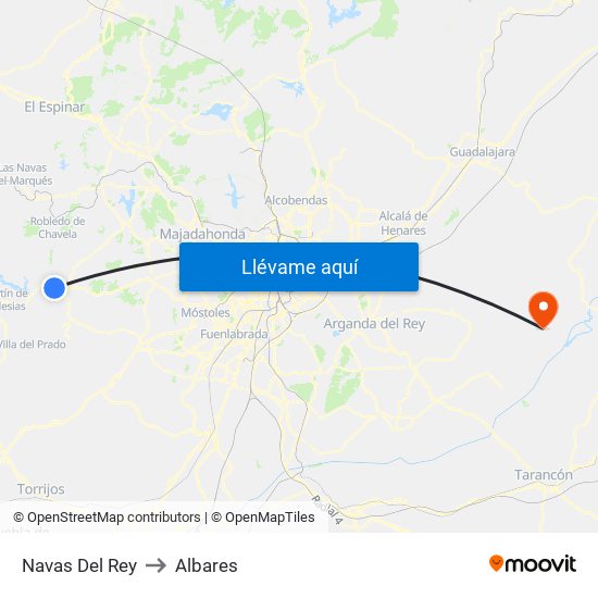 Navas Del Rey to Albares map