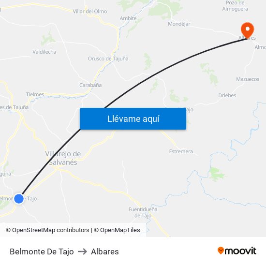 Belmonte De Tajo to Albares map