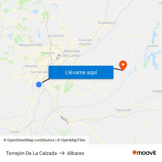 Torrejón De La Calzada to Albares map