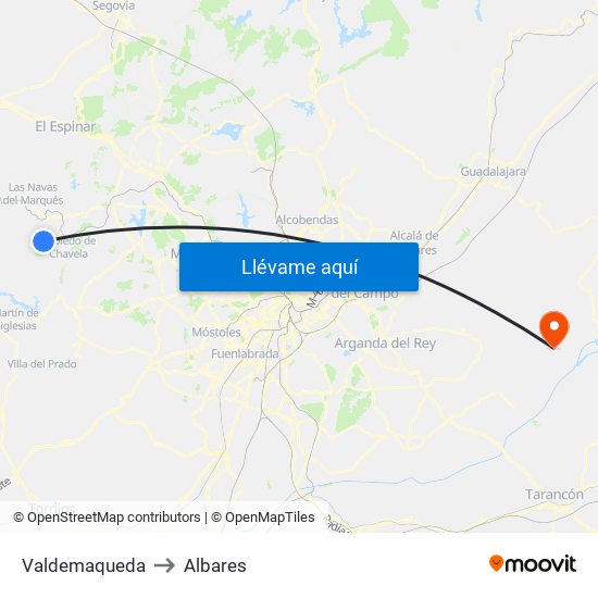 Valdemaqueda to Albares map