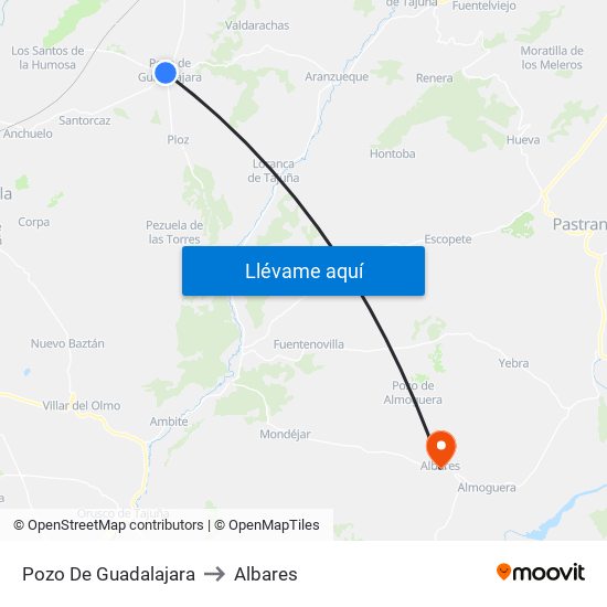 Pozo De Guadalajara to Albares map