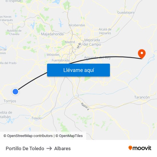 Portillo De Toledo to Albares map