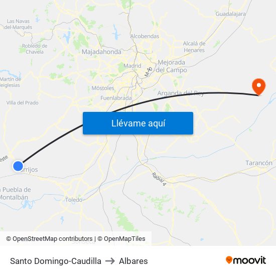 Santo Domingo-Caudilla to Albares map