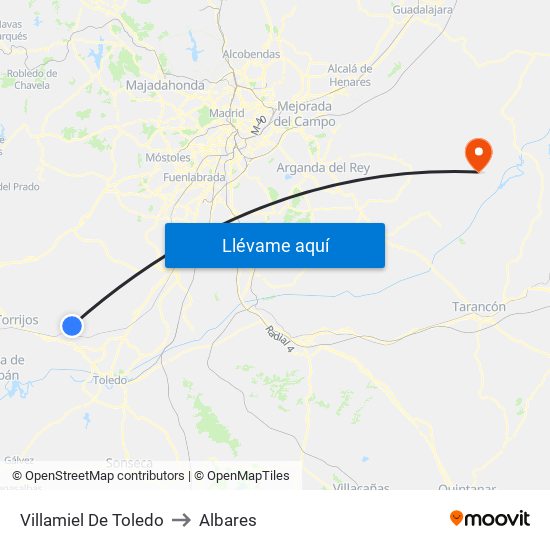 Villamiel De Toledo to Albares map
