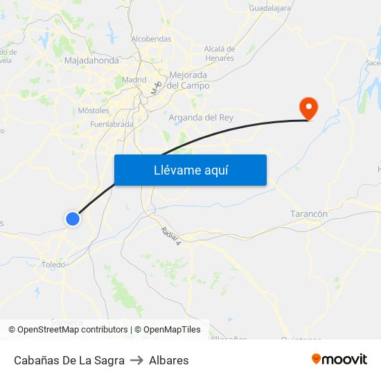Cabañas De La Sagra to Albares map