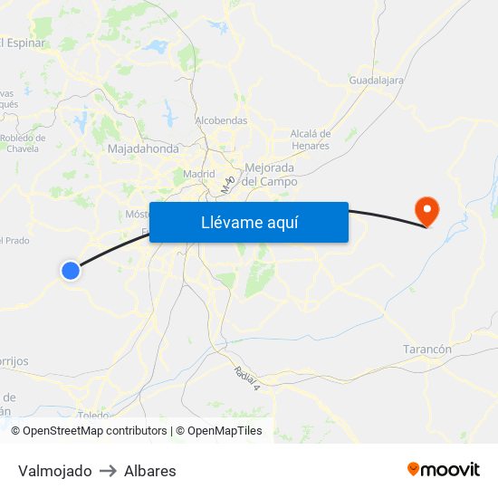 Valmojado to Albares map
