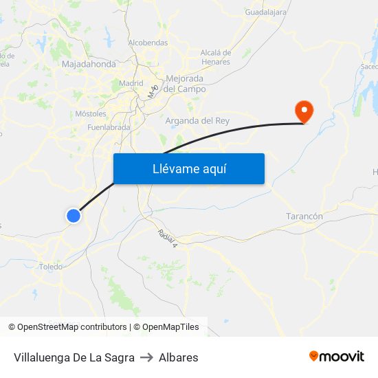 Villaluenga De La Sagra to Albares map