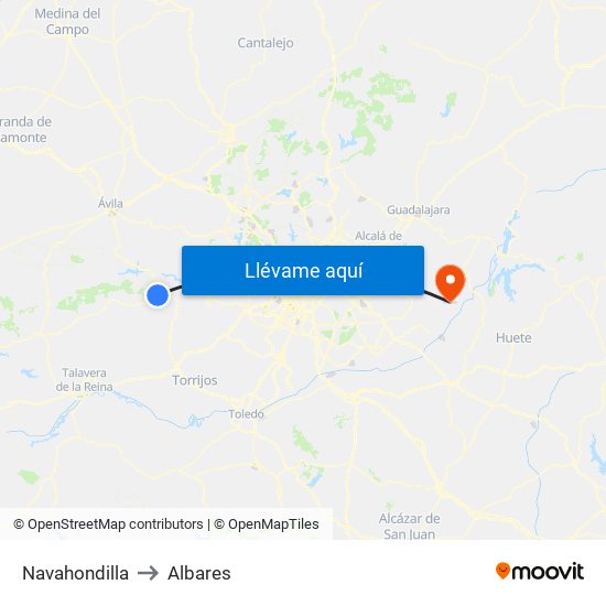 Navahondilla to Albares map