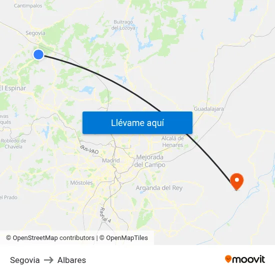 Segovia to Albares map