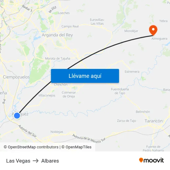 Las Vegas to Albares map
