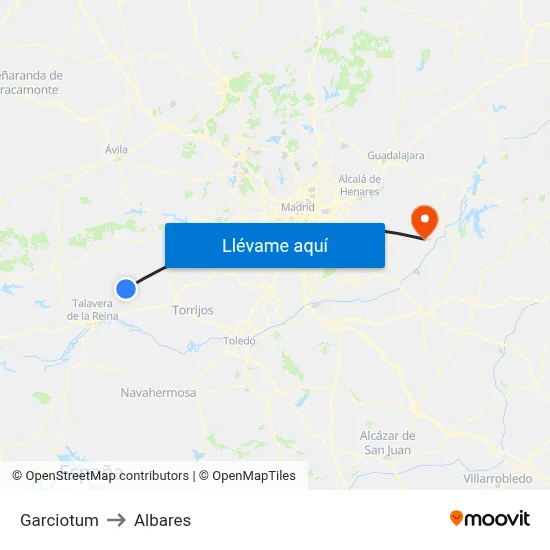 Garciotum to Albares map