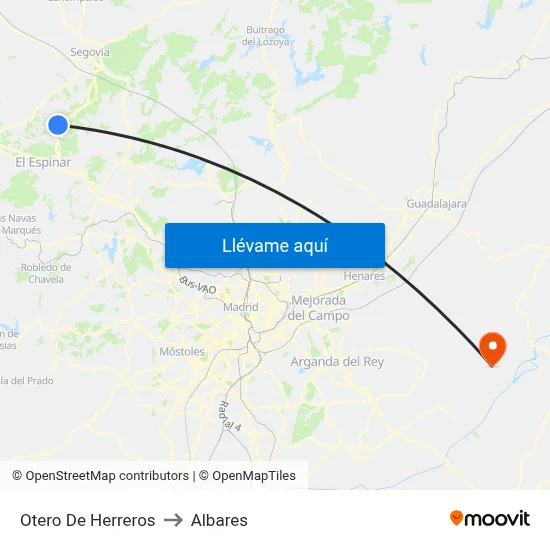 Otero De Herreros to Albares map