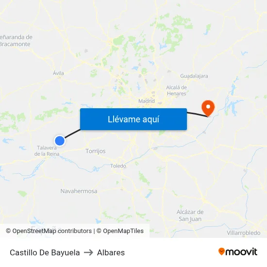 Castillo De Bayuela to Albares map