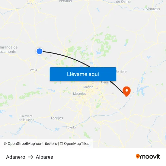 Adanero to Albares map