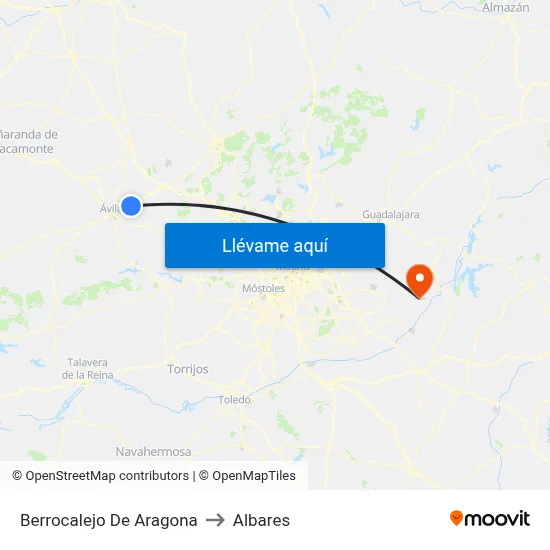 Berrocalejo De Aragona to Albares map