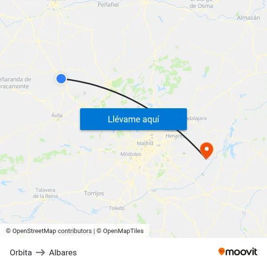 Orbita to Albares map